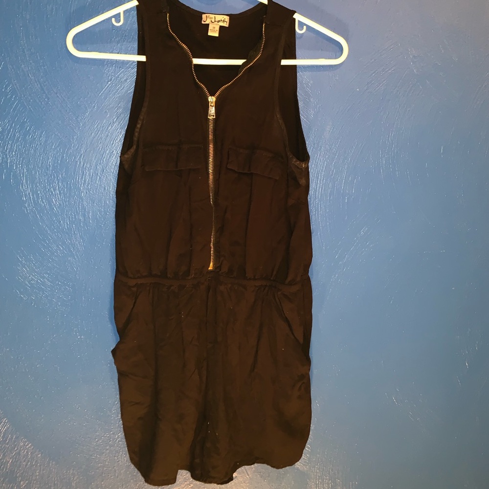black romper with gold zip